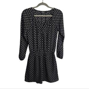 Express Ditsy Floral Longsleeve Dress Pockets Drop Waist Lace Up V Neck Size XS